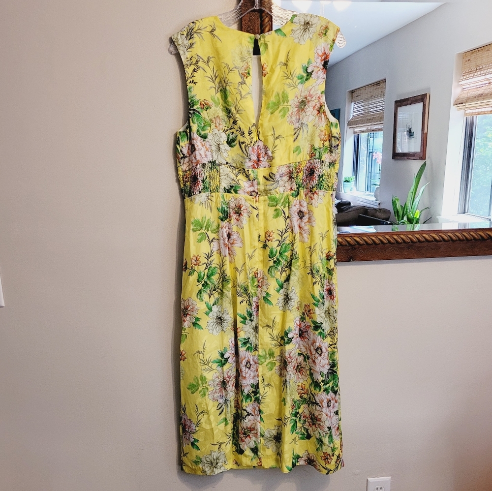 NEW Anthro Yellow Floral Sleeveless Dress - Picture 4 of 5